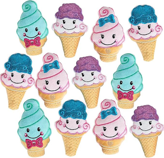 ArtCreativity Plush Ice Cream Cone Toys for Kids, Set of 12, Soft and Cuddly Soft Stuffed Toys, Includes Assorted Colors and Designs, Plush Party Favors for Kids, Cute Ice Cream Theme Decorations