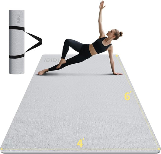 Large Yoga Mat (6'x 4')-POE 0.28''/0.32''/0.4'' Thick Fitness Mat, Eco-Friendly Exercise Mat for Home Workouts, Ideal for Yoga and Pilates