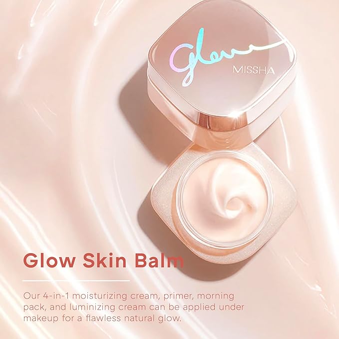 MISSHA Glow Skin Balm 1.69 fl oz/ 50ml 4-in-1 Primer, Moisturizing Cream, Morning Pack, Luminizing Cream for a Flawless Natural Glow, Glass Skin
