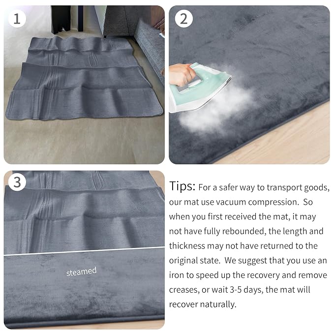 Huloo Sleep Baby Play Mat for Floor,1.3" Thick Elasti-Foam Large 59"×71" Playpen Mat,Non-Toxic Certified Water-Repellent Coral Velvet, Non-Slip Safe Crawling Mat for Tummy Time, Toddler & Infant (Dark Grey)