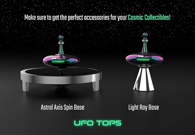 UFO Tops Cussac - Metal Spinning Fidget Toy Top - Inspired by The Documented 1967 UFO Sighting in Cussac, France (Sulfur Blue)