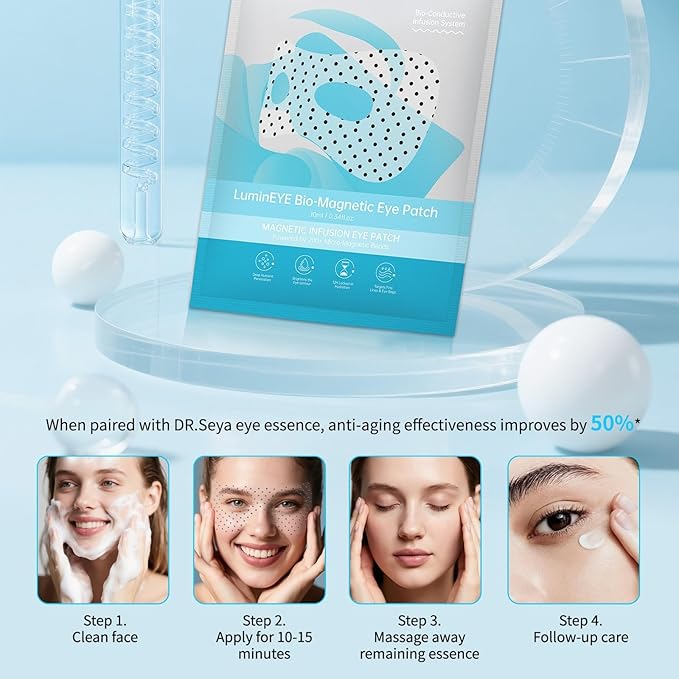 Bio-Magnetic Eye Mask – Hyaluronic Acid & Collagen Eye Patches for Hydrating, Firming & Smoothing – Refreshing Under Eye Treatment for Tired Eyes – 7 Pairs (1PC)