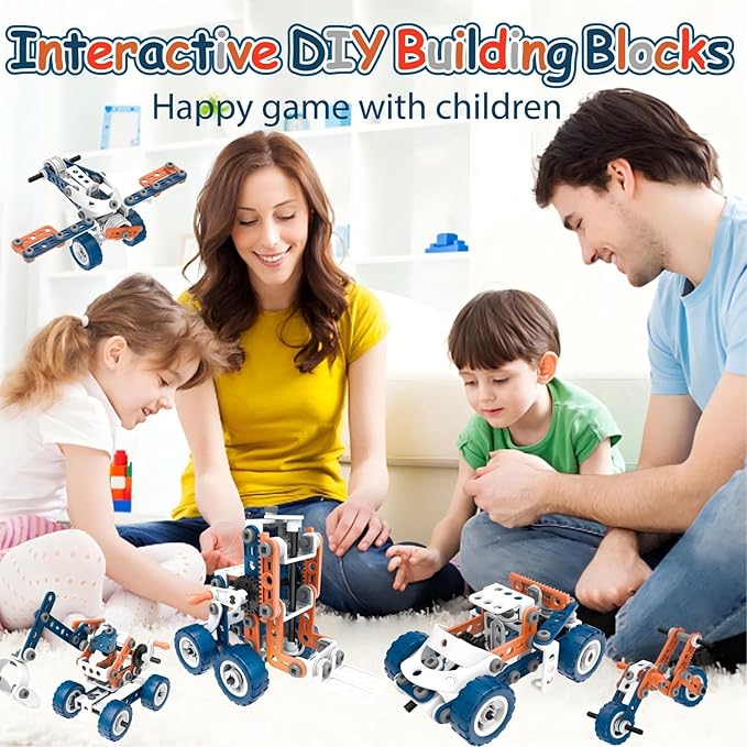 12 in 1 STEM Toys for 4 5 6 7 8+ Year Old Boy Building Toys Kids Age 4-8 5-7, 152 PCS Construction Blocks for Preschool Kids Educational STEM Kits Engineering Creative Christmas Birthday Gifts
