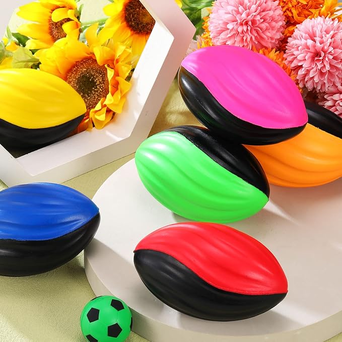 Jerify 12 Pcs Mini Footballs for Kids Spiral Foam Football Bulk 5 Inch Soft Small Waterproof Foam Ball Sports Birthday Toddler Football for Indoor and Outdoor Game(Assorted Color)