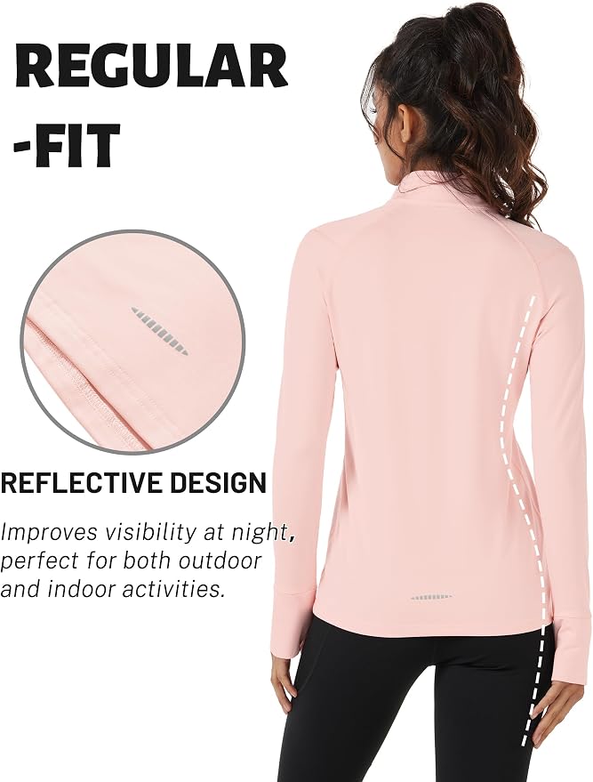 TACVASEN Women's Quarter Zip Sweatshirt Fleece Long Sleeve Workout Pullover | Lightweight Breathable Thermal Fabric,Mock Neck Design,Athletic Tops,Ideal for Gym Running Activities