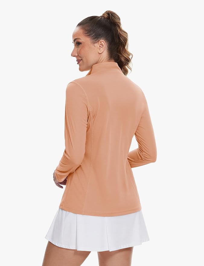 TACVASEN Women's Quarter Zip Pullover Golf Shirts UPF 50+ Long Sleeve Sun Shirts UV Protection Workout Tops