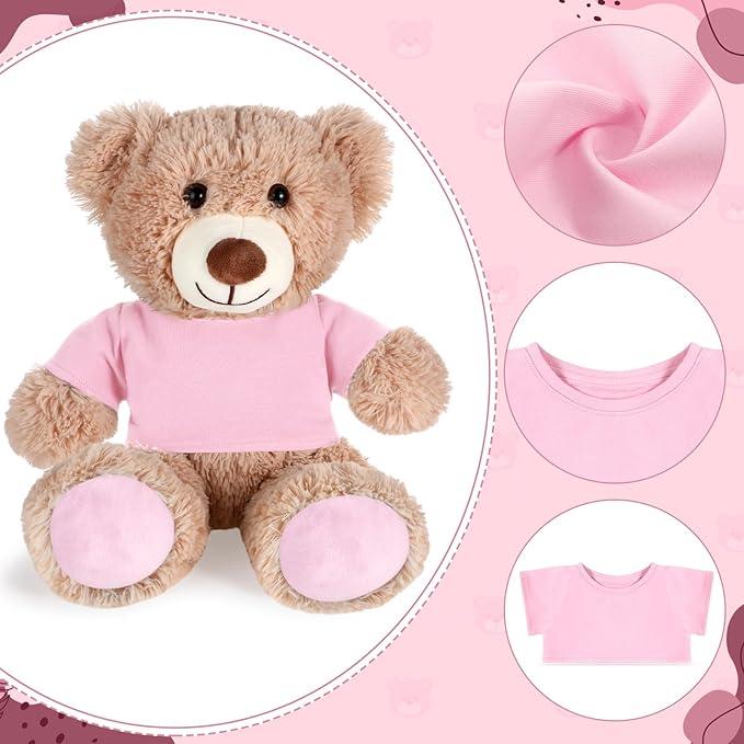 Bear Tee Shirt Fit 14-18inch Stuffed Animal Clothes, Basic Dolls Shirt, Light Pink