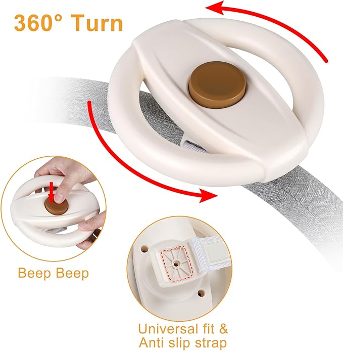 Accmor Stroller Steering Wheel Toy, Pretend Driving Simulated Steering Wheel for Stroller Shopping Carts Universal Detachable Funny Toy Attachment Accessories