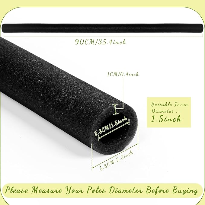 Gemscream 12 Pcs Trampoline Pole Foam Sleeve 35.4" Length 2026 Upgrade Materials Waterproof Trampoline Poles Cover Replacement for Outdoor Accessories
