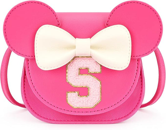 mibasies Toddler Purse Girl Gifts: Girls Birthday Gifts for 3-8 - Toys for Ages 2-4 Girls Mouse Ears Purse, Hot Pink, Letter S