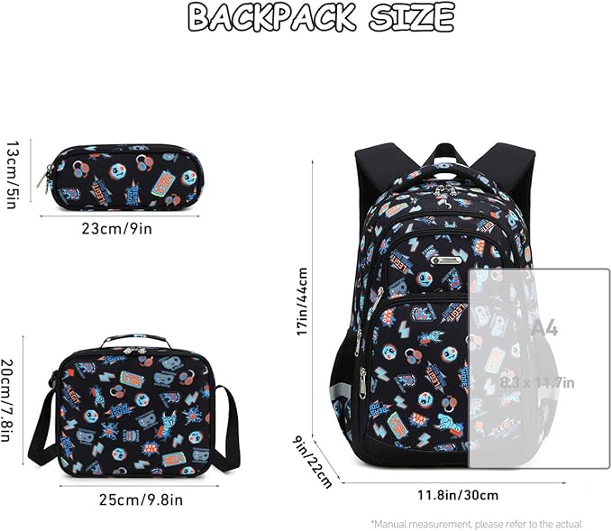 Cusangel Kids school Backpack with lunch bag for Girls,Elementary 6-10years Bookbag nylon large capacity backpack,Daypack
