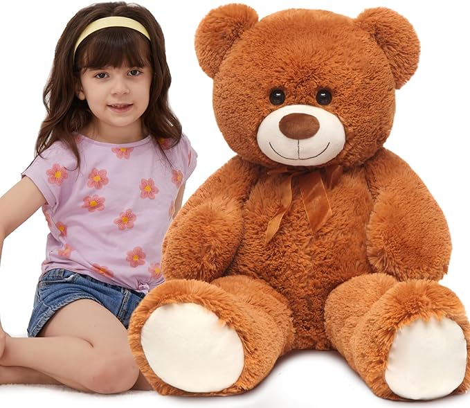 MorisMos Giant Teddy Bear Stuffed Animal 3ft-36 inch Big Teddy Bear for Girlfriend Boyfriend Wife Mom Fiancée Valentine's Gift,Large Stuffed Bear for Kid Birthday Christmas Baby Shower Decor,Brown