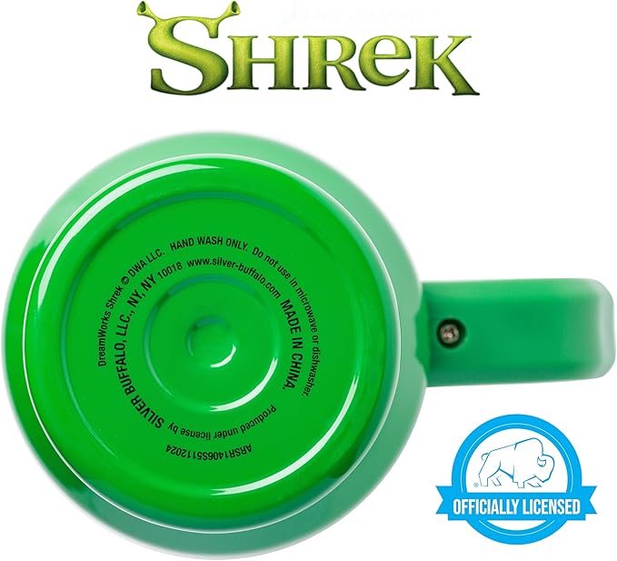 Silver Buffalo Shrek Beware Ogre Double Walled Stainless Steel Tumbler with Handle and Straw, Fits in Standard Cup Holder, 40 Ounces