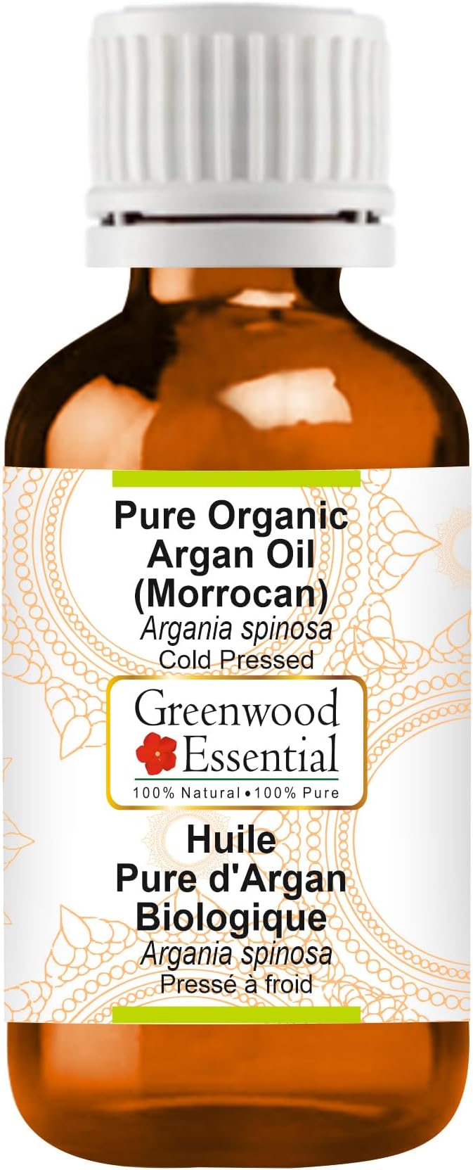 Greenwood Essential Organic Argan (Moroccan) Oil (Argania spinosa) | Cold Pressed | Natural | Undiluted | For Diluting Essential Oils | For Hair, Skin & Massage | Men & Women | 30ml (1 oz)
