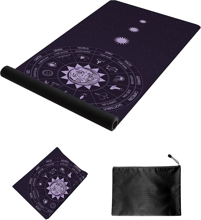 nuveti Printed Travel Yoga Mat-1/16 Inch Thick Non Slip Fitness Workout Mat with Carrying Bag, Foldable Lightweight Suede & Natural Rubber Yoga Mat for Yoga Pilates and Fitness 72" L x 24" W x 1.5mm
