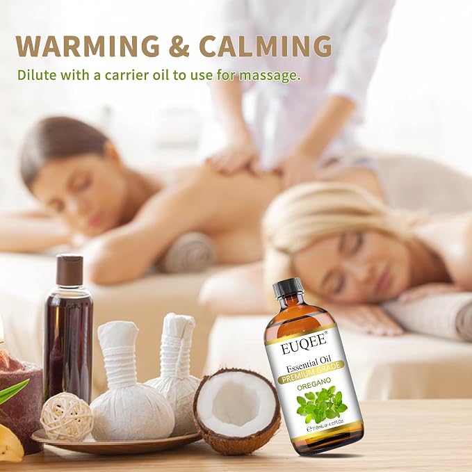 EUQEE Oregano Essential Oil 4oz / 118ML Large Capacity Oregano Oil Pure Aromatherapy Essential Oils with Glass Dropper for Candle Soap Making, Diffusers