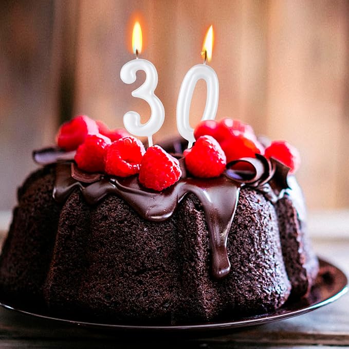 Beanlieve Pearl White Numeral Birthday Candles - Cake Numeric Candles Number 0 1 2 3 4 5 6 7 8 9,Used for Cake Decoration on Birthday Parties and Wedding Anniversary Celebrations(10 Pieces)