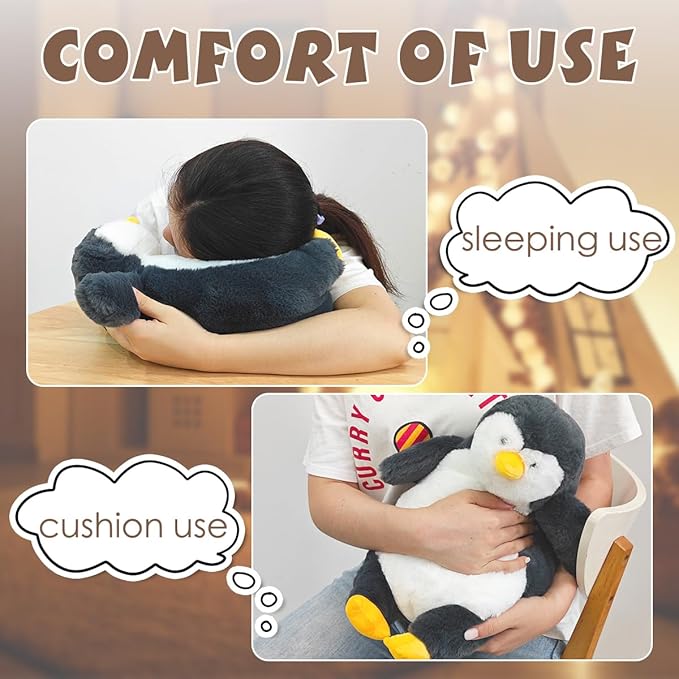 ARELUX 14in Cute Penguin Plush Stuffed Animal Hugging Pillow: Soft Large Sleeping Body Warm Fluffy Pillow Adorable Chubby Penguin Plushie Toy Creative for Friends Dormitory