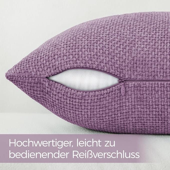 a moment Purple Chenille Throw Pillow Covers 12x20 Inch Pack of 2 Modern Decorative Throw Pillow Covers Farmhouse Cross Covers Home Decor for Sofa Bedroom Living Room