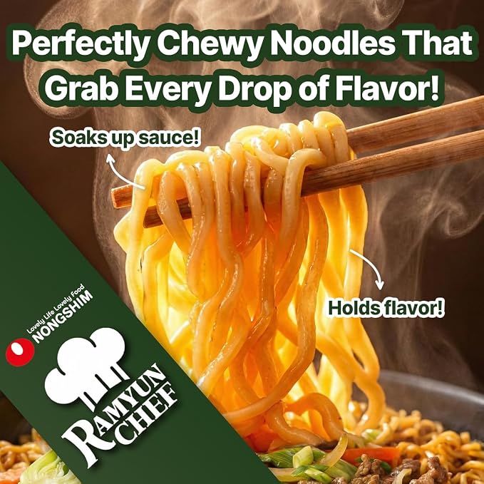 Nongshim Ramyun Chef, Stir Fry Style Instant Ramyun Noodles with Sauce Mix, Beef Bulgogi, 4.51 Oz (Pack of 4)