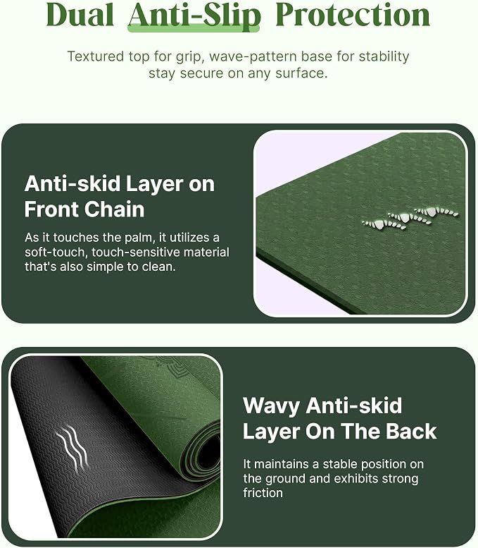 ROMIX Pro Yoga Mat Thick 6mm (1/4 inch), 72"L x 24"W Non-Slip Workout Mat with Alignment Lines, Large Yoga Mats for Women Men With Carry Bag, Exercise Mats for Home Workout Training Equipment