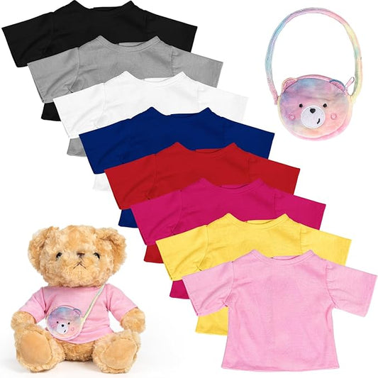 8 Pcs Colorful Bear Clothes Cute Bear Accessory Bag, Fits 14-18 Inch Bears, DIY Toy - Design Your Own Teddy Bear, Build a Bear Clothes