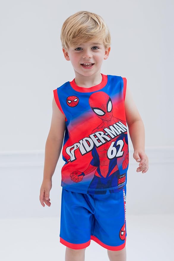 Marvel Spider-Man Miles Morales Hulk Mesh Jersey Tank Top Shirt and Basketball Shorts Toddler to Big Kid Sizes (2T - 18-20)