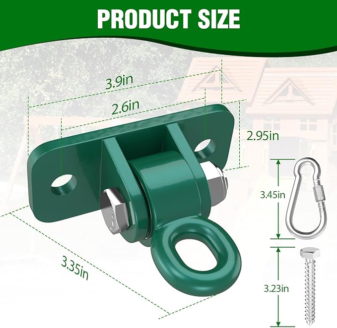 BETOOLL Heavy Duty Swing Hangers with Bearing, Porch Swing Hanging Kit for Outdoor Playground Tree Ceiling Mount Swingset Hardware Bracket Hooks for Hammock Yoga Punching Bag Accessories 4PCS Green