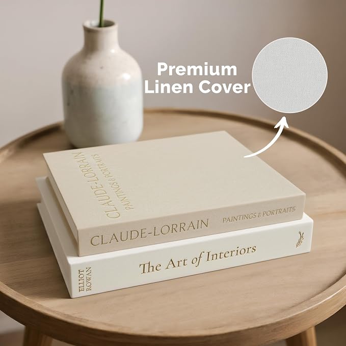 Vine Creations Decorative Books - Set of 2 Linen Hardcover Boxes with Storage - Aesthetic Fake Books for Decoration for Home, Shelf, Bookshelf Decor, Coffee Table Decor, as Storage or Keepsake Box