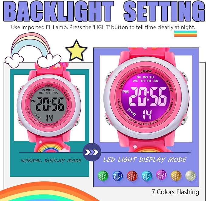 3D Cartoon Waterproof Watches for Girls with Alarm - Best Toys Gifts for Girls Age 3-12