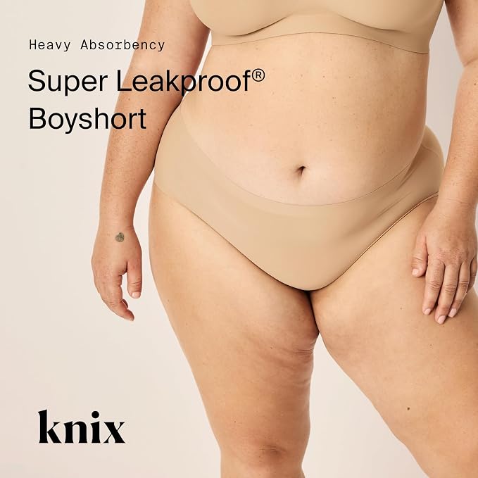 KNIX Women Leakproof Period Underwear Boyshort – Heavy Flow Protection, Absorbs 4–7 Super Tampons