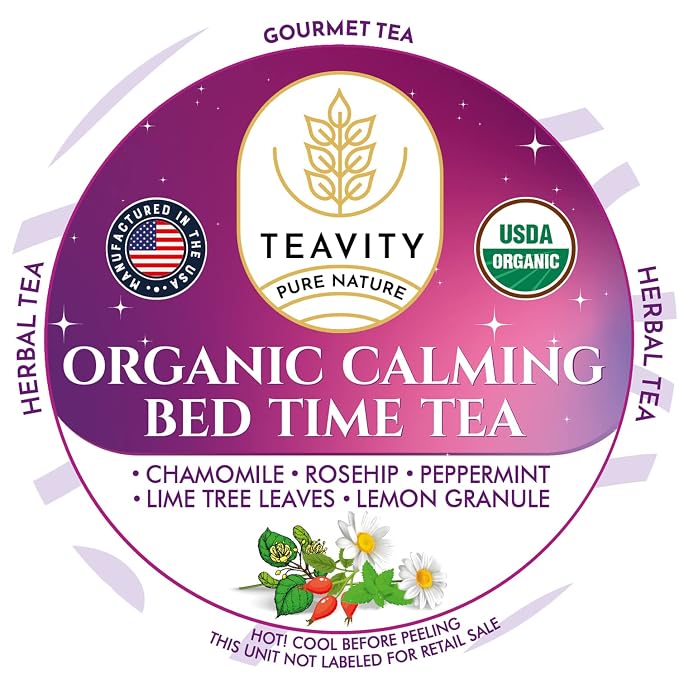 Organic Chamomile Sleep Tea Pods for Keurig - Naturally Decaf Tea - Calming Bed Time Tea by Teavity (12 Tea Pods)