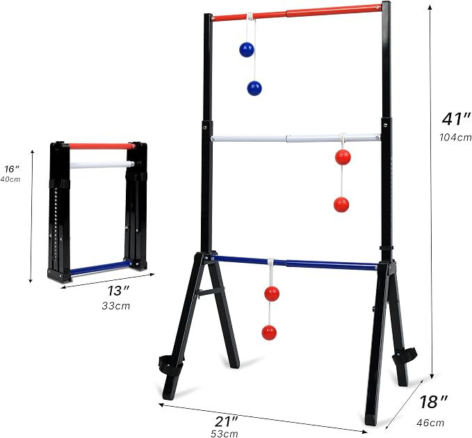 Steel Ladder Ball Game Set with 6 Bolas Assembly-Free Ladder Toss Includes Scorekeeper and Carry Case Yard Outdoor Games for Adults & Family