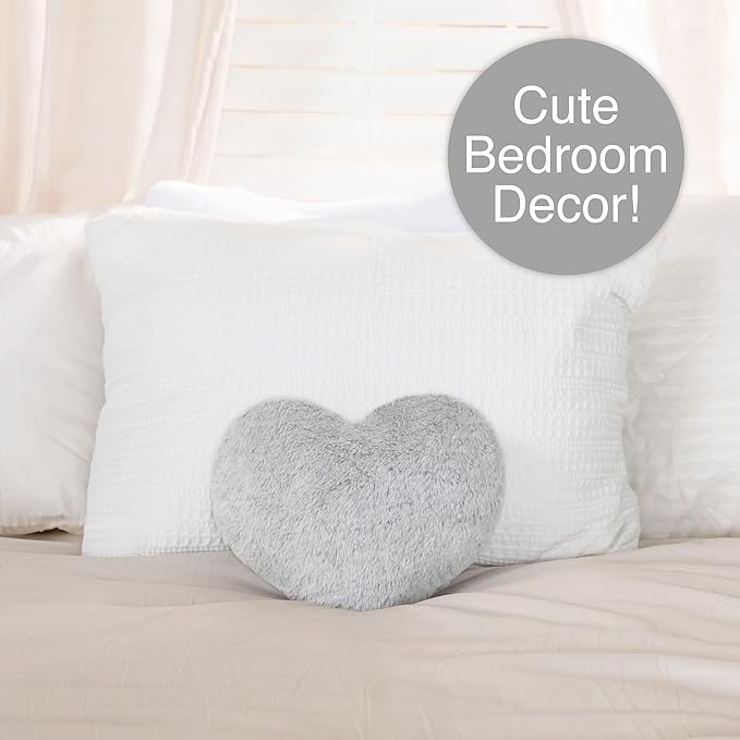 1i4 Group Cozy Microwavable Plush Toys - Heated Stuffed Heart Shape - Heatable Coolable Bedtime Comfort Plushie - Gray
