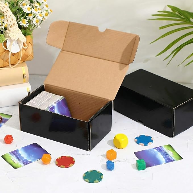 Yexiya 10 Pcs 400 Count Trading Card Storage Box Cardboard Baseball Card Storage Box Collectible Cases for Sports Gaming Cardboard Game Collecting Holder Supplies (Black)
