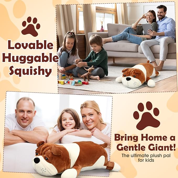 31.5'' Huggable Dog Plush, Cute Stuffed Animal, Soft Adorable Cuddle Companion for Kids Adults Boys and Girls, Plush Pillow Gift for Birthdays & Holidays