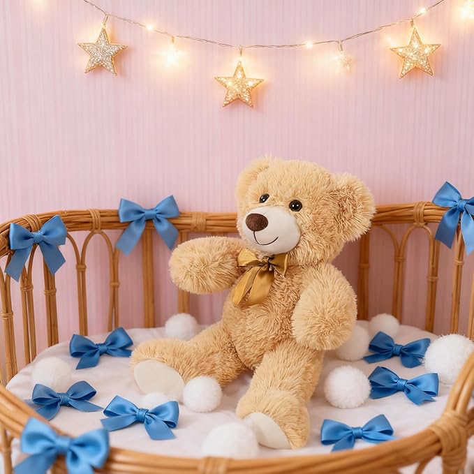 MaoGoLan 3 Pieces Bulk Teddy Bears Stuffed Animals Baby Shower, Soft Small Stuffed Teddy Bears in Bulk, 13.5" Cuddly Mini Bears Centerpiece,Wedding,Party,Engagement,Tan,Beige,Gray