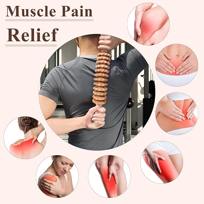 Xokocli Cellulite Massage Tool Wood Therapy Massage Tools Fascia Blaster Cellulite Roller Lymphatic Drainage Massager Deep Tissue Massage Stick for Legs Thighs Muscle Relief Recovery(White 12-Wheel)