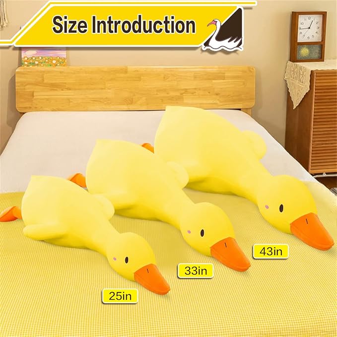 kewo Duck Plush Pillow Stuffed Animal Toy, Cute Giant Goose Plush Duck Stuffed Animal,Super Soft Hugging Pillow for Kids Bedding (Yellow,43.3 in)…