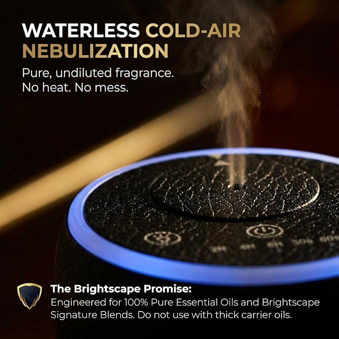 Aurora Waterless Essential Oil Diffuser | Aromatherapy Nebulizer | No Water No Heat | Desk & Car | RGB Light | Obsidian