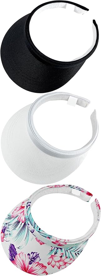 3 Pack Sports Sun Visor Hat Women Men Adjustable Clip On Visors Outdoor Golf Beach Cap
