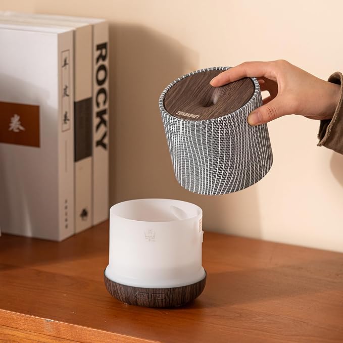 Essential Oil Diffuser with Fabric Cover and Night Lamp | 200ml, Quiet, Ultrasonic Scent Diffusing & Humidifying, Auto Shut-Off, Ambient Lighting, Candle Light Mode