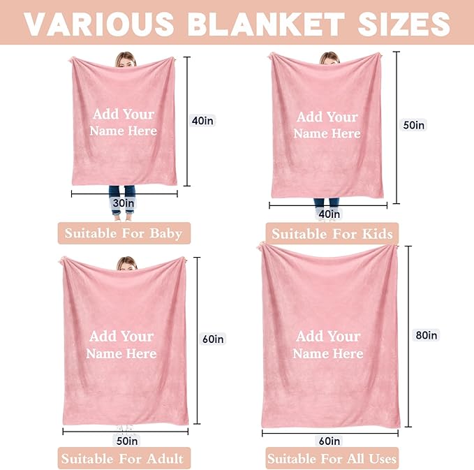 Personalized Name Blanket for Kids & Adults, Custom Name Blanket for Girls & Boys, Personalized Birthday Gifts