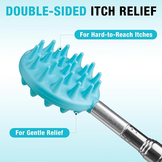 DURATECH Telescoping Back Scratcher and Pick-Up Tool Set with Pouch | Telescoping Back Scratcher Set with 5 Interchangeable Heads, 2 lb Magnetic Pickup Tool and Inspection Mirror, Extendable Use