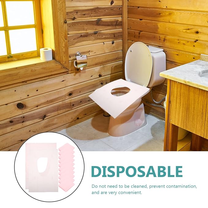 GLEAVI 50Pcs Disposable Toilet Seat Covers - Waterproof, Non-Slip, Individually Wrapped Travel Essentials for Public Restrooms, Camping, and Daily Use