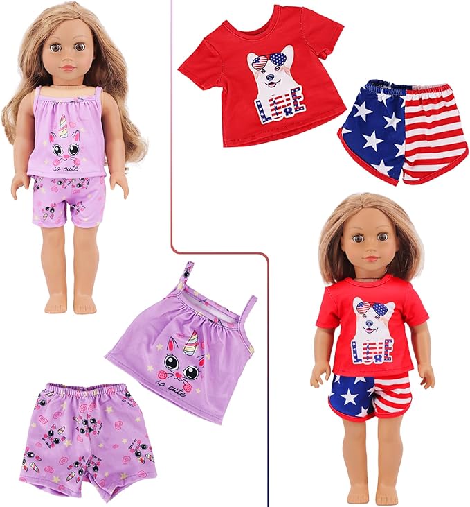 K.T. Fancy 10 Sets American 18 Inch Doll Clothes and Accessories Include Doll Clothing Dress Fit for 18 inch Dolls ( No Doll )
