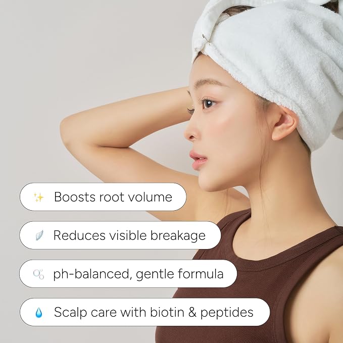 Rice Water Protein Shampoo for Hair Growth & Thinning Hair – Biotin, Niacinamide, Salicylic Acid & 5 Peptides – Korean Volumizing Hair Care – Sulfate, Paraben & Silicone Free – 16.9 fl oz
