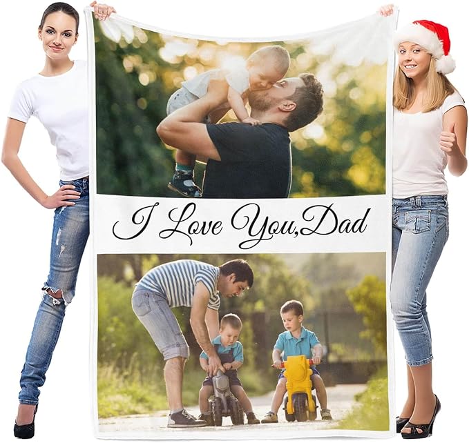 inkArts Personalized Blanket, Custom Blanket with Photo, Customized Picture Blankets, Custom Photo Blankets, Personalized Fathers Day Blanket Gifts for Dad Baby Kid Family