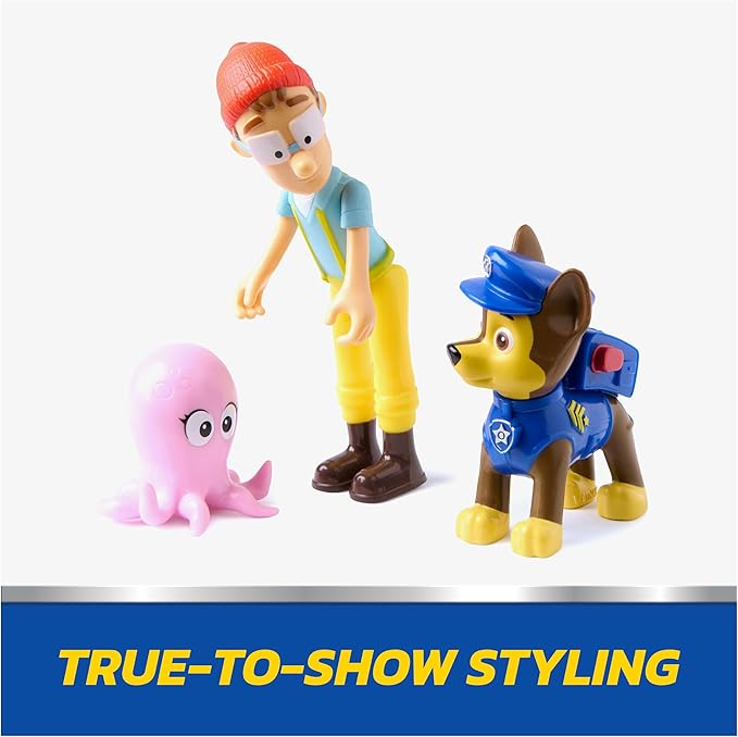 Paw Patrol, Chase & Captain Turbot Figure Pack with Baby Octopus Toy Figure, Kids Toys for Boys and Girls Ages 3 and Up