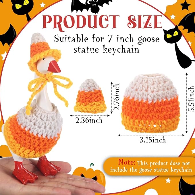 Halloween 7inch Desk Goose Outfits Mini Knitted Costume with Hat for Desk Magnetic Goose Key Holder Halloween Decor (Witch)(1 Set,Candy Cone)